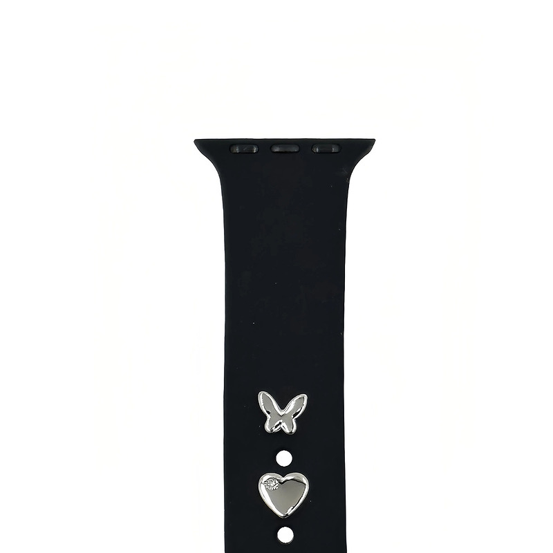 Pin Charms set for watch straps butterfly silver - Billede 2
