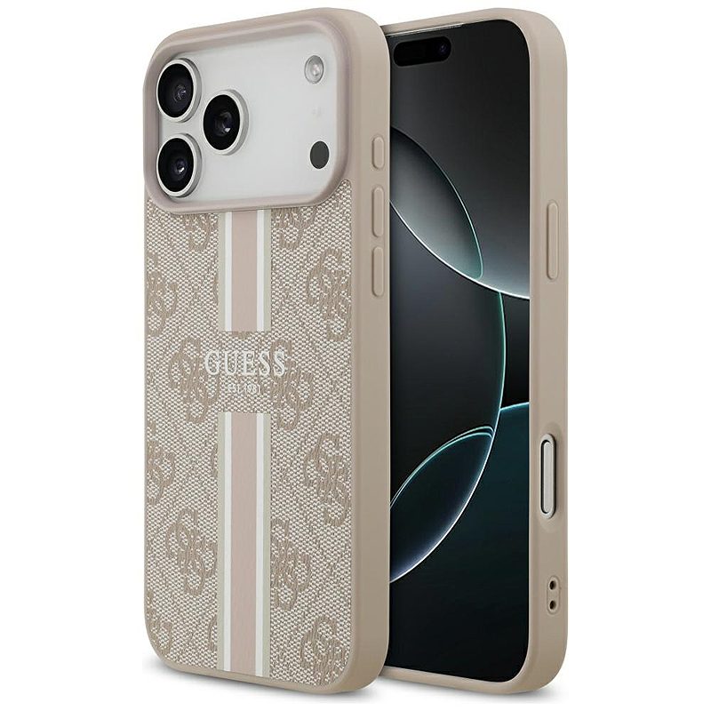 Guess 4G Printed Stripes MagSafe case for iPhone 17 Pro Max pink