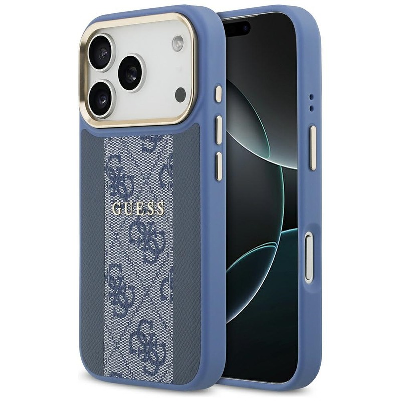 Guess case for iPhone 17 Pro HC MAGSAFE PU W/ 4G PU STRIPE blue