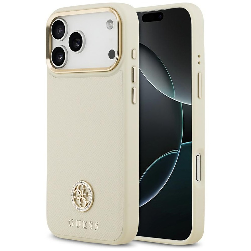 Guess Grained Strass Logo MagSafe case for iPhone 17 Pro Max beige