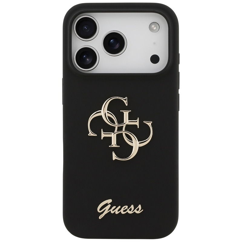 Guess Silicone Big 4G Script case for iPhone 17 Pro black - Billede 3