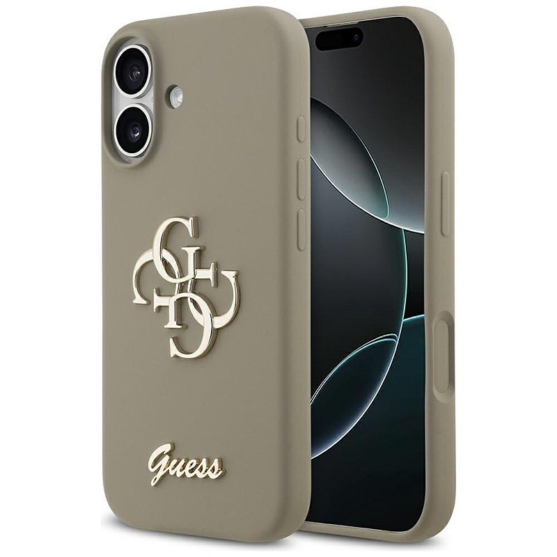 Guess Silicone Big 4G Script case for iPhone 17 brown