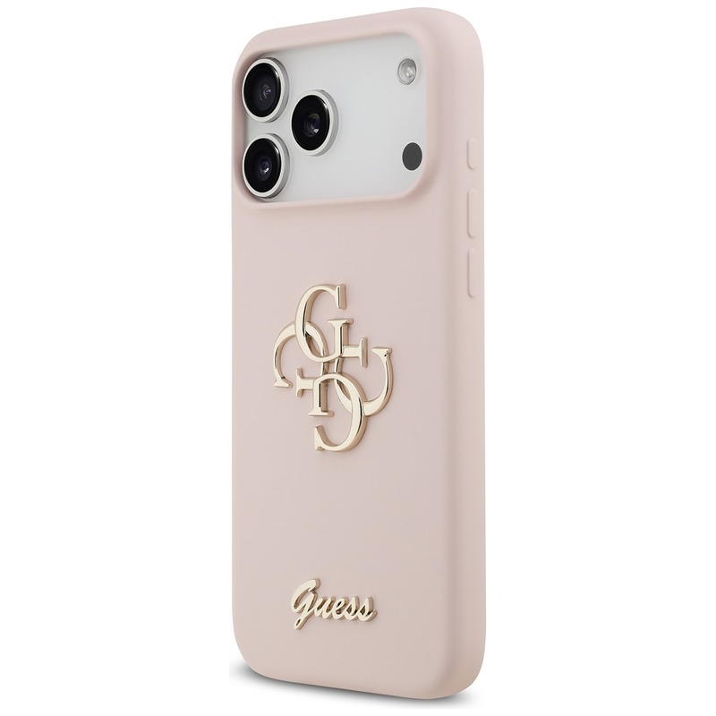 Guess Silicone Big 4G Script case for iPhone 17 Pro Max pink - Billede 2