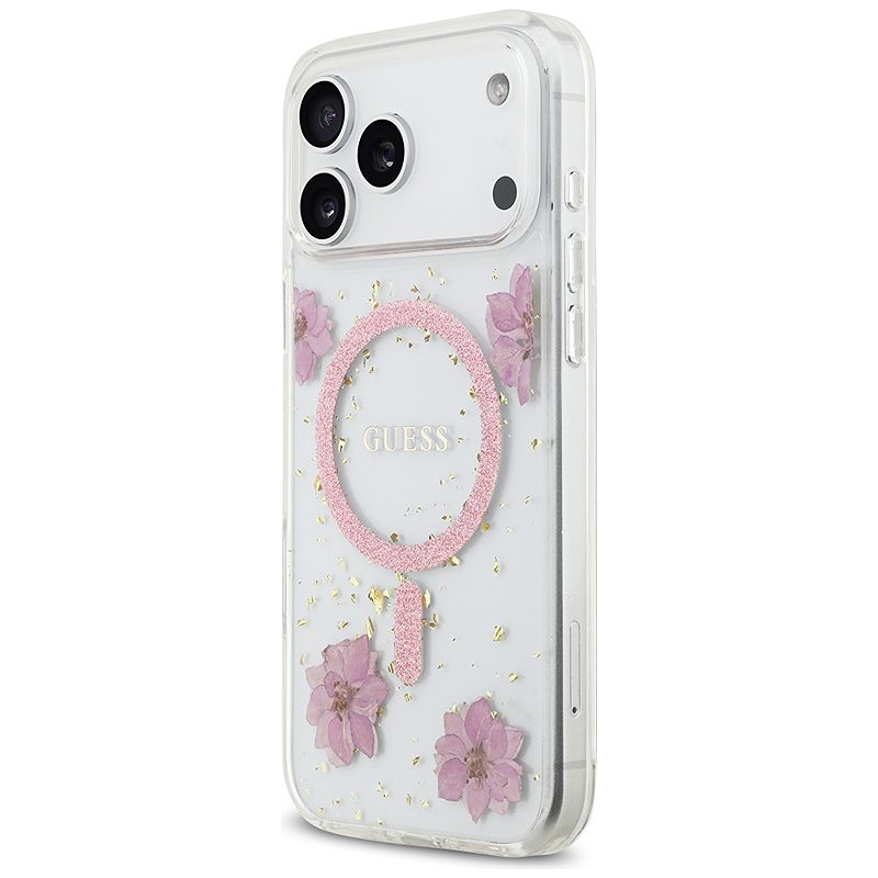 Guess Resin Flowers Glitter MagSafe case for iPhone 17 Pro Max pink - Billede 2