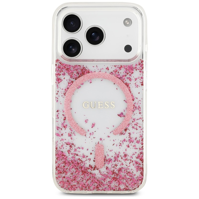 Guess Resin Bottom Glitter MagSafe case for iPhone 17 Pro pink - Billede 3