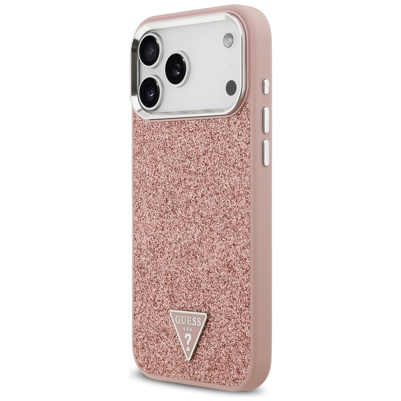 Guess Glitter Triangle Logo MagSafe case for iPhone 17 Pro Max pink - Billede 2