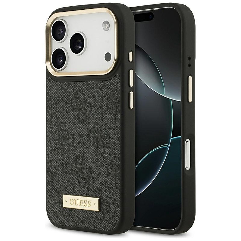 Guess 4G Logo Plate MagSafe case for iPhone 17 Pro black