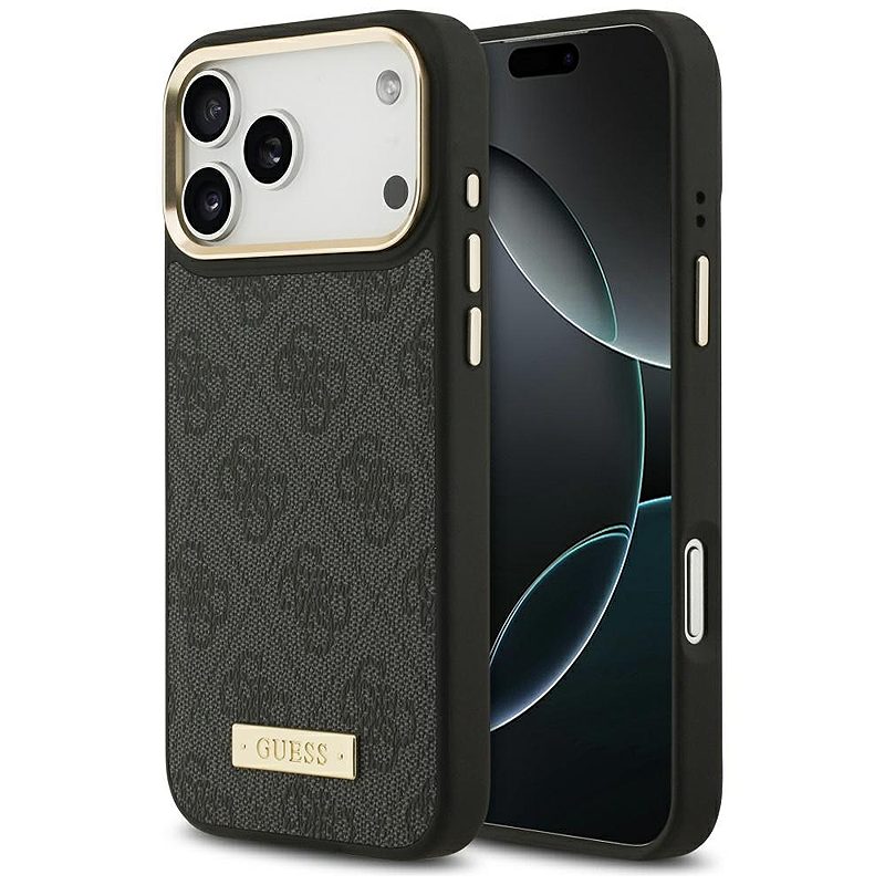 Guess 4G Logo Plate MagSafe case for iPhone 17 Pro Max black