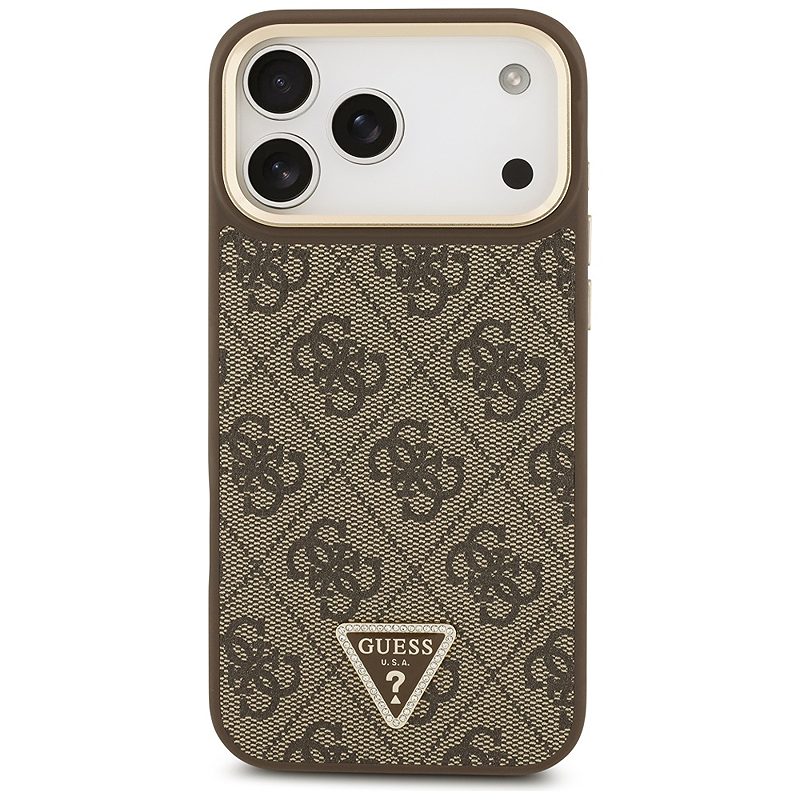 Guess 4G Triangle Logo & Big Strap Metal Buttons MagSafe case for iPhone 17 Pro Max brown - Billede 3