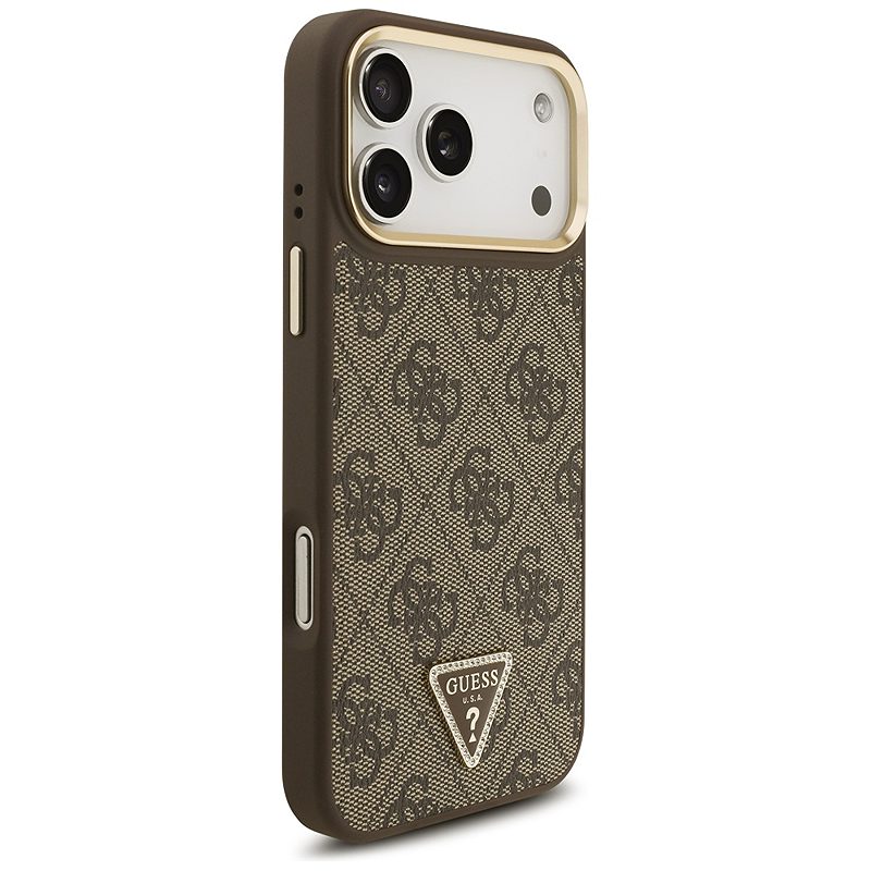 Guess 4G Triangle Logo & Big Strap Metal Buttons MagSafe case for iPhone 17 Pro Max brown - Billede 4