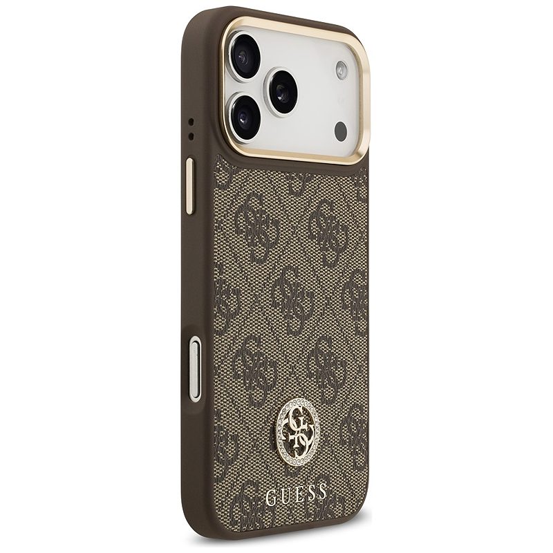 Guess 4G Strass Logo & Big Strap Metal Buttons MagSafe case for iPhone 17 Pro Max brown - Billede 4