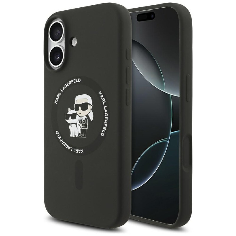 Karl Lagerfeld Silicone Karl&Choupette Ring MagSafe case for iPhone 17 black