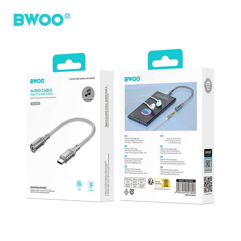 BWOO Adapter Type C to 3.5MM Jack BZ65 - Billede 5
