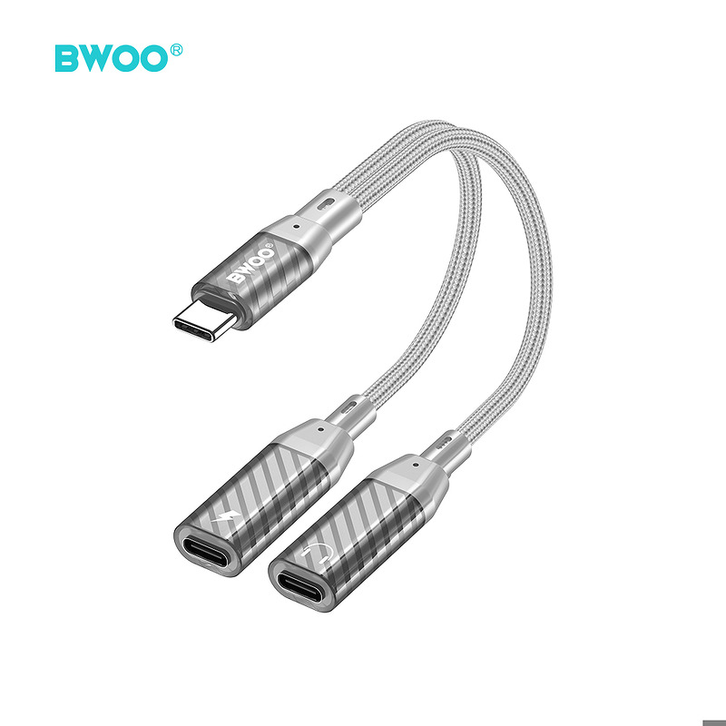 BWOO BZ68 2 in 1 Adapter USB C - 2 x USB C ports grey - Billede 2