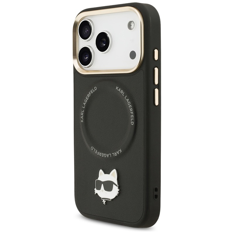 Karl Lagerfeld Big Strap Choupette Metal Logo MagSafe case for iPhone 17 Pro black - Billede 2
