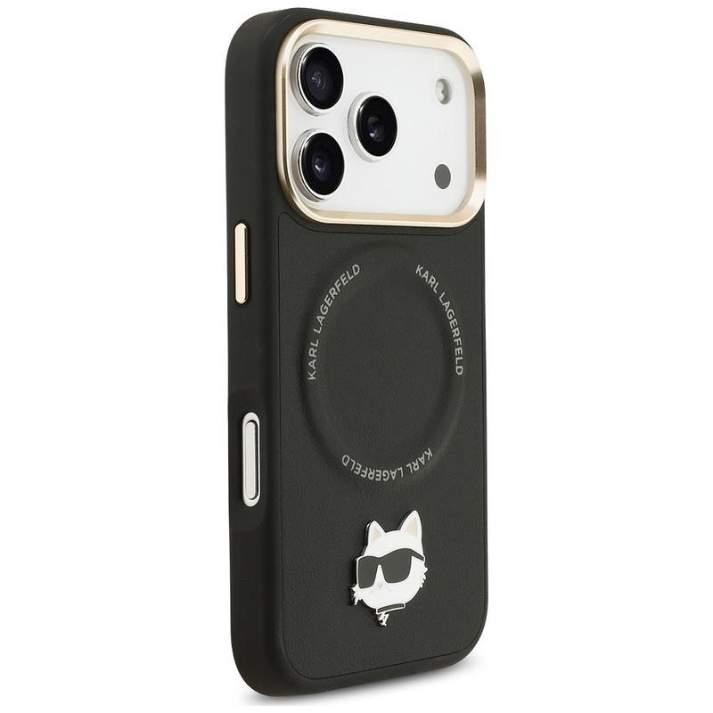Karl Lagerfeld Big Strap Choupette Metal Logo MagSafe case for iPhone 17 Pro black - Billede 4