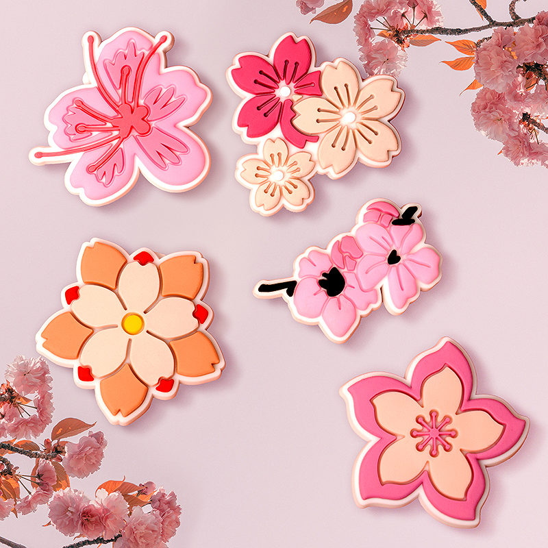 3D Sticker Pink blossom 5pcs set - Billede 2