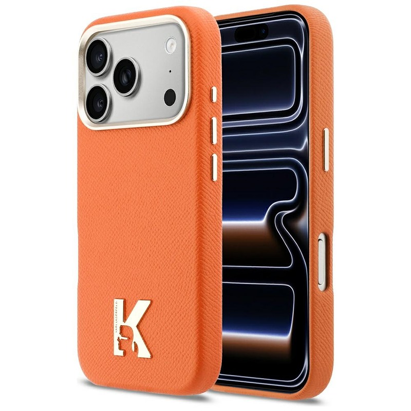 Karl Lagerfeld case for iPhone 17 Pro 6,3" HC MAGSAFE PU FW W/ KHEAD LOGO ORANGE