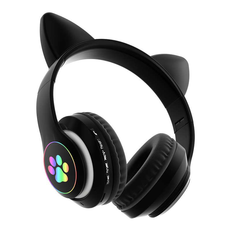 SŁUCHAWKI DLA DZIECI BLUETOOTH LED / KOCIE USZY,  BLACK / CZARNY - Billede 2