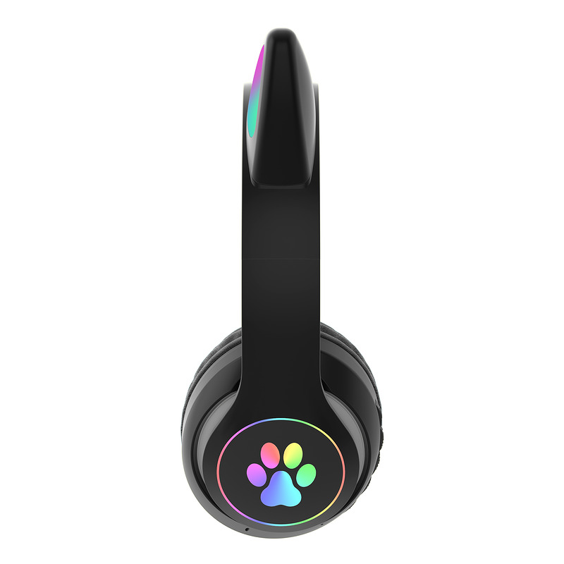 SŁUCHAWKI DLA DZIECI BLUETOOTH LED / KOCIE USZY,  BLACK / CZARNY - Billede 3
