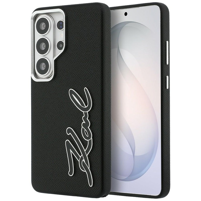 Karl Lagerfeld case Grained Signature Metal Resin Logo for Samsung Galaxy S26 Ultra black