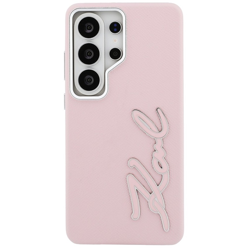 Karl Lagerfeld case Grained Signature Metal Resin Logo for Samsung Galaxy S26 Ultra pink - Billede 3