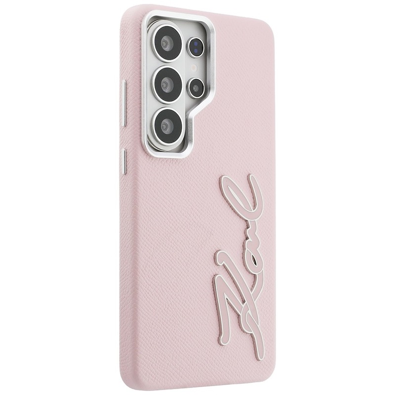 Karl Lagerfeld case Grained Signature Metal Resin Logo for Samsung Galaxy S26 Ultra pink - Billede 4