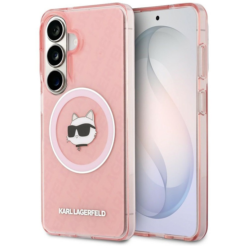 Karl Lagerfeld case IML Repeated Choupette MagSafe for Samsung Galaxy S26 Plus pink