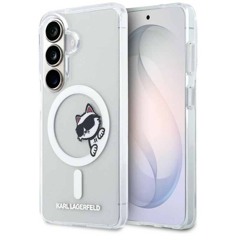 Karl Lagerfeld case IML Peekaboo Choupette MagSafe for Samsung Galaxy S26 Plus transparent