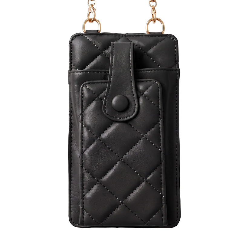 QUILTED PHONE BAG 19*10,5*2CM BLACK