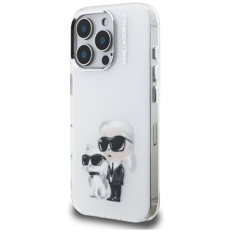 Etui Karl Lagerfeld IML Aquarelle Karl & Choupette & Logo do iPhone 16 Pro biały - Billede 2