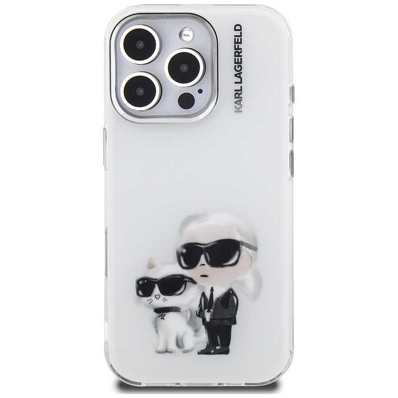 Etui Karl Lagerfeld IML Aquarelle Karl & Choupette & Logo do iPhone 16 Pro biały - Billede 3