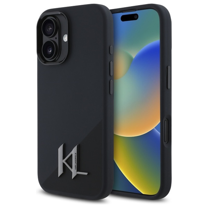 Karl Lagerfeld KLHMP16SSCMKMPCK iPhone   16 6.1" czarny/black hardcase Silicone Shadow Metal Initial MagSafe