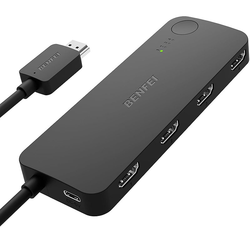 BENFEI switch HDMI 4 port 4K 60Hz 2K 144Hz HDCP 2.3 black