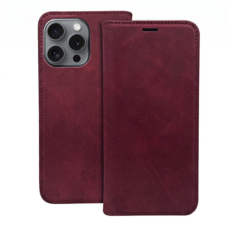 Smart Suede case for iPhone 15 6,1" maroon