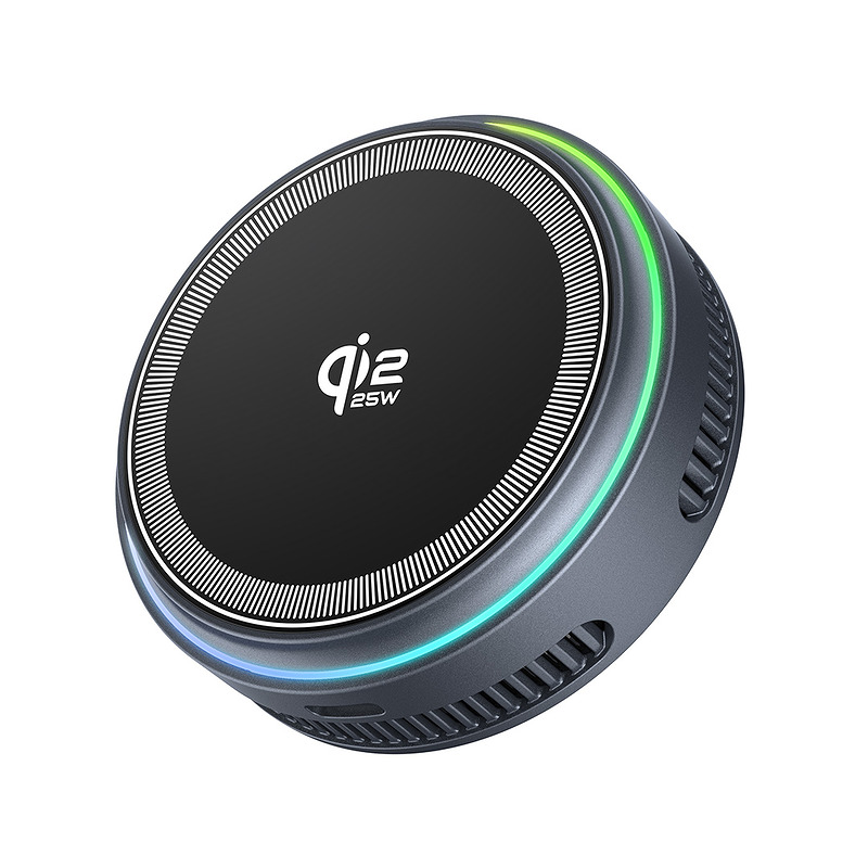 XO wireless inductive charger QI2.2 CX043 magnetic gray with LED and cooling - Billede 2