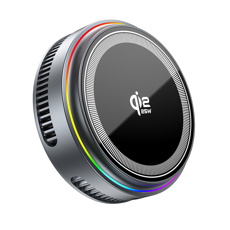 XO wireless inductive charger QI2.2 CX043 magnetic gray with LED and cooling - Billede 3