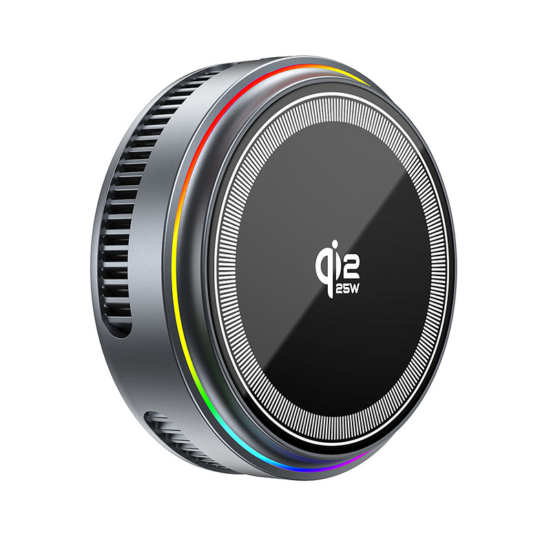 XO wireless inductive charger QI2.2 CX043 magnetic gray with LED and cooling - Billede 4