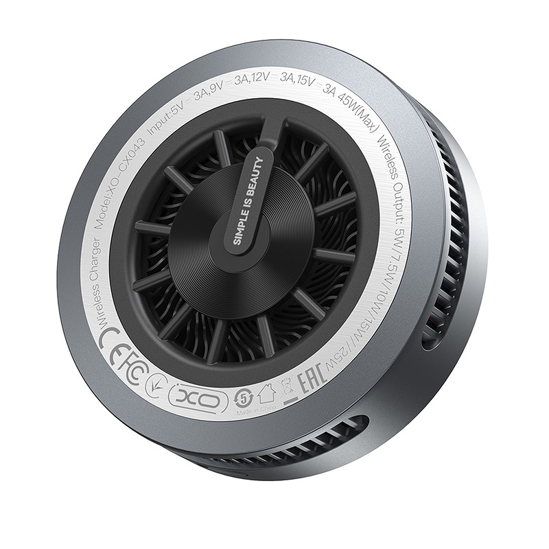 XO wireless inductive charger QI2.2 CX043 magnetic gray with LED and cooling - Billede 5