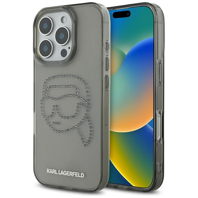 Karl Lagerfeld IML Rhinestones Head case for iPhone 16 Pro black