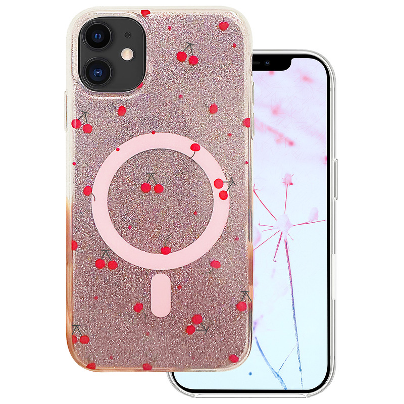 Cherry Mag case for iPhone 11 glitter