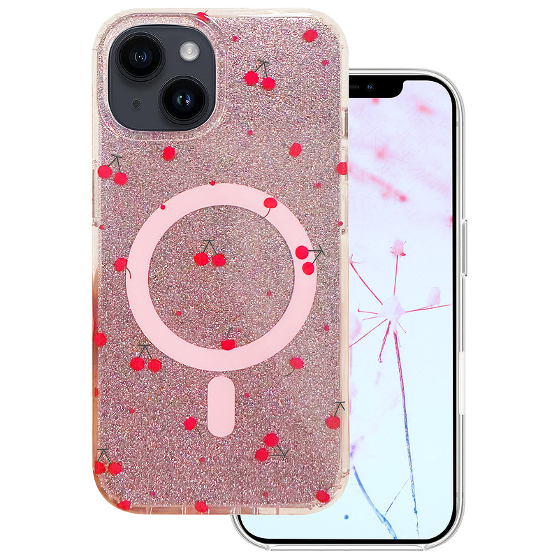 Cherry Mag case for iPhone 15 6,1" glitter