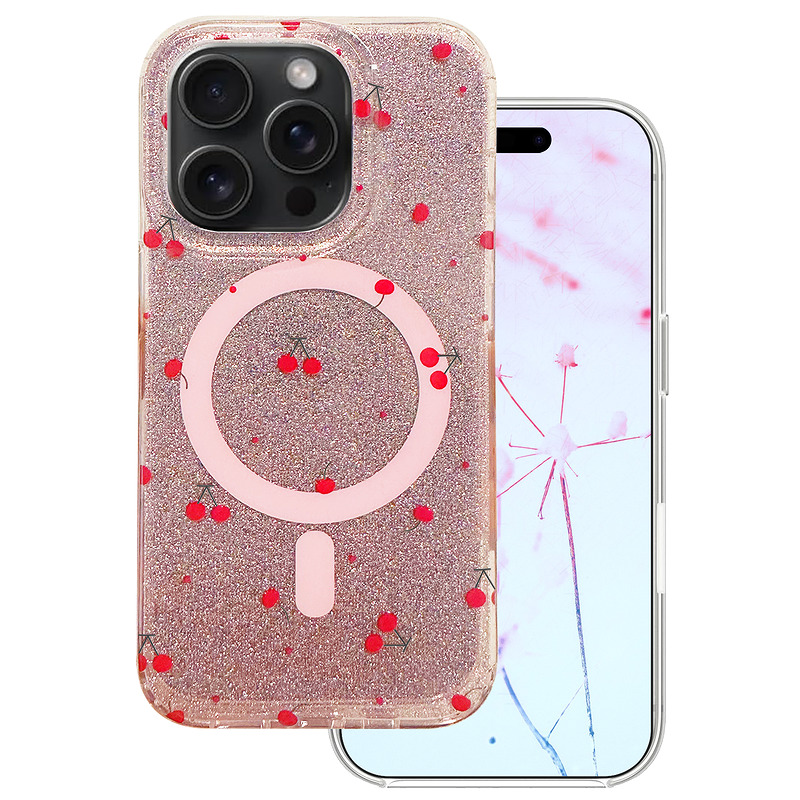 Cherry Mag case for iPhone 15 Pro 6,1" glitter