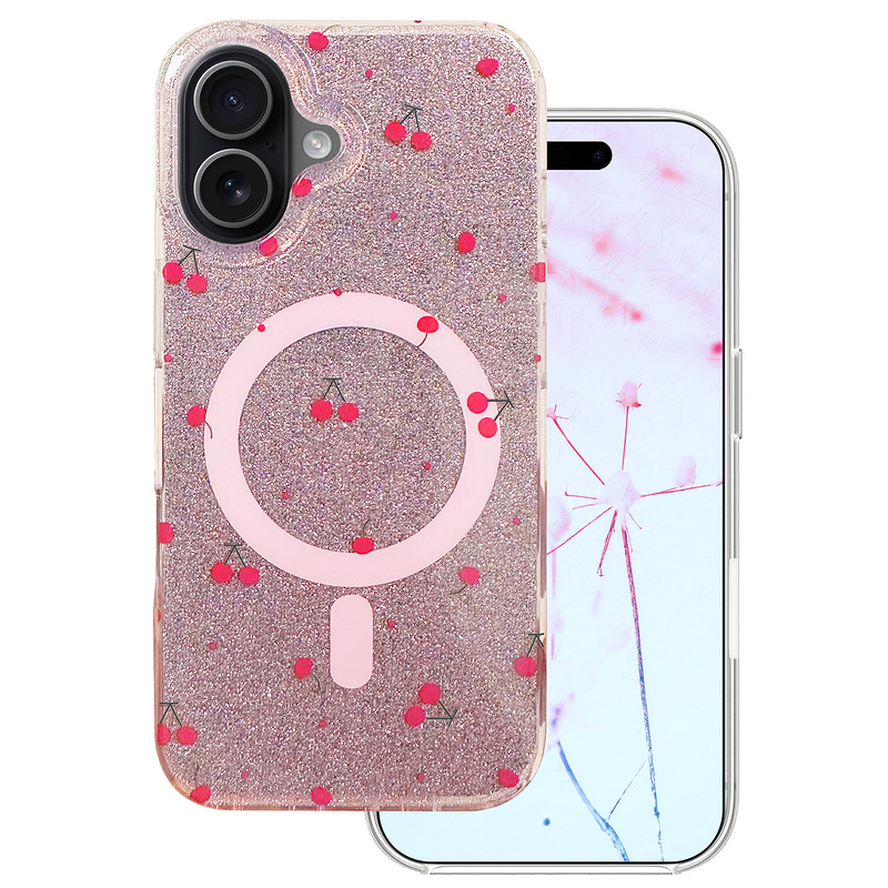 Cherry Mag case for iPhone 16 6,1" glitter