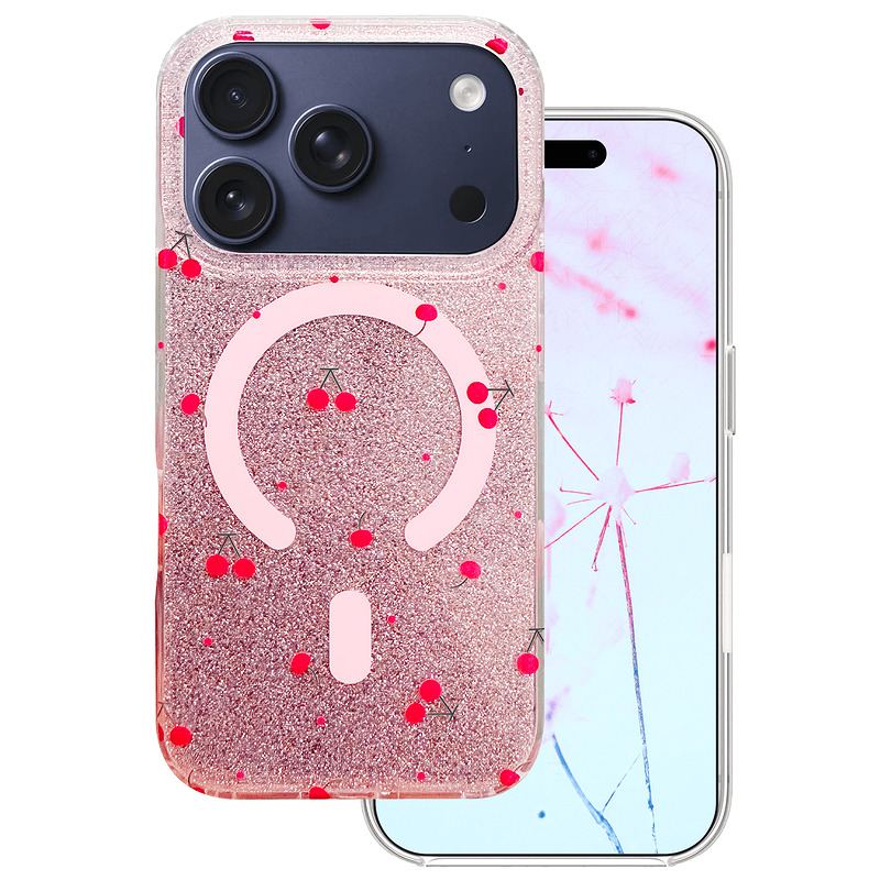 Cherry Mag case for iPhone 17 Pro 6,3" / 18 Pro 6,3" glitter