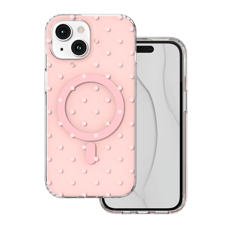 Bubble Dots Mag case for iphone 15 6,1" pink