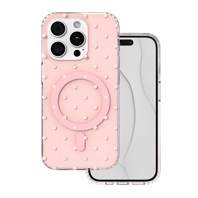 Bubble Dots Mag case for iphone 15 Pro 6,1" pink