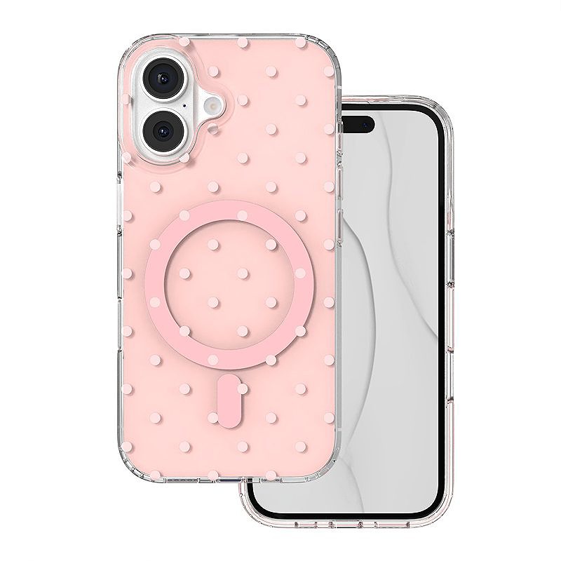 Bubble Dots Mag case for iphone 16 6,1" pink