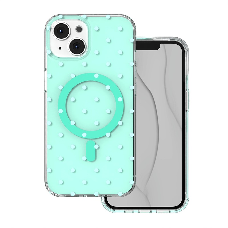 Bubble Dots Mag case for iPhone 13 / 14 6,1" green