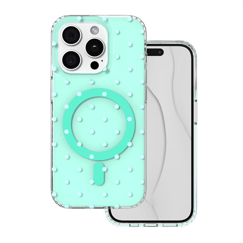 Bubble Dots Mag case for iphone 15 Pro 6,1" green